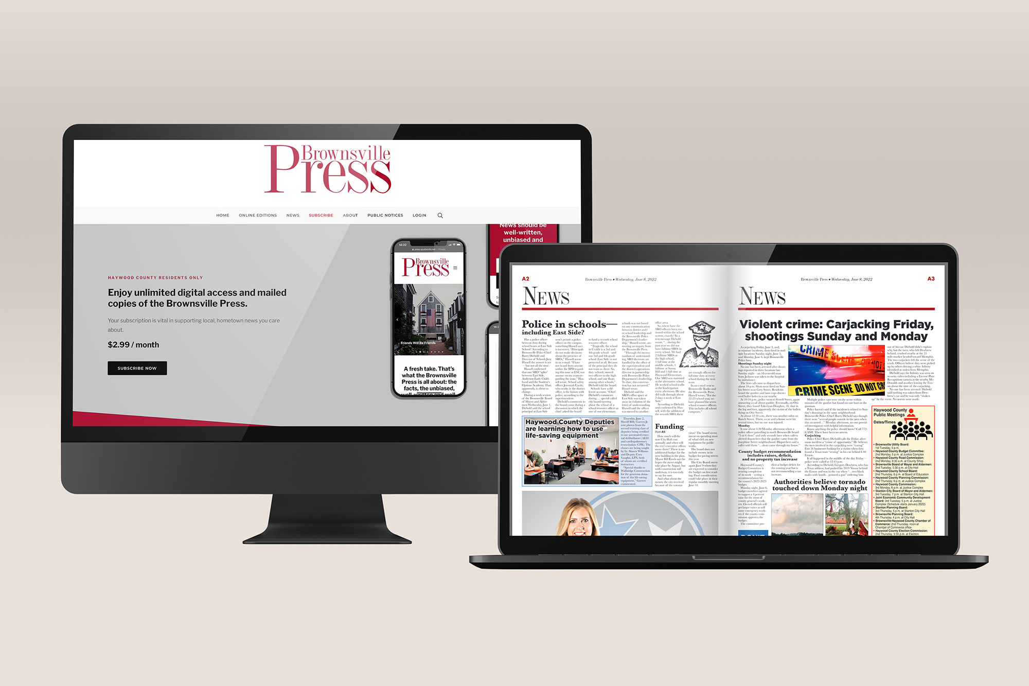 Brownsville Press - Online News Web Design